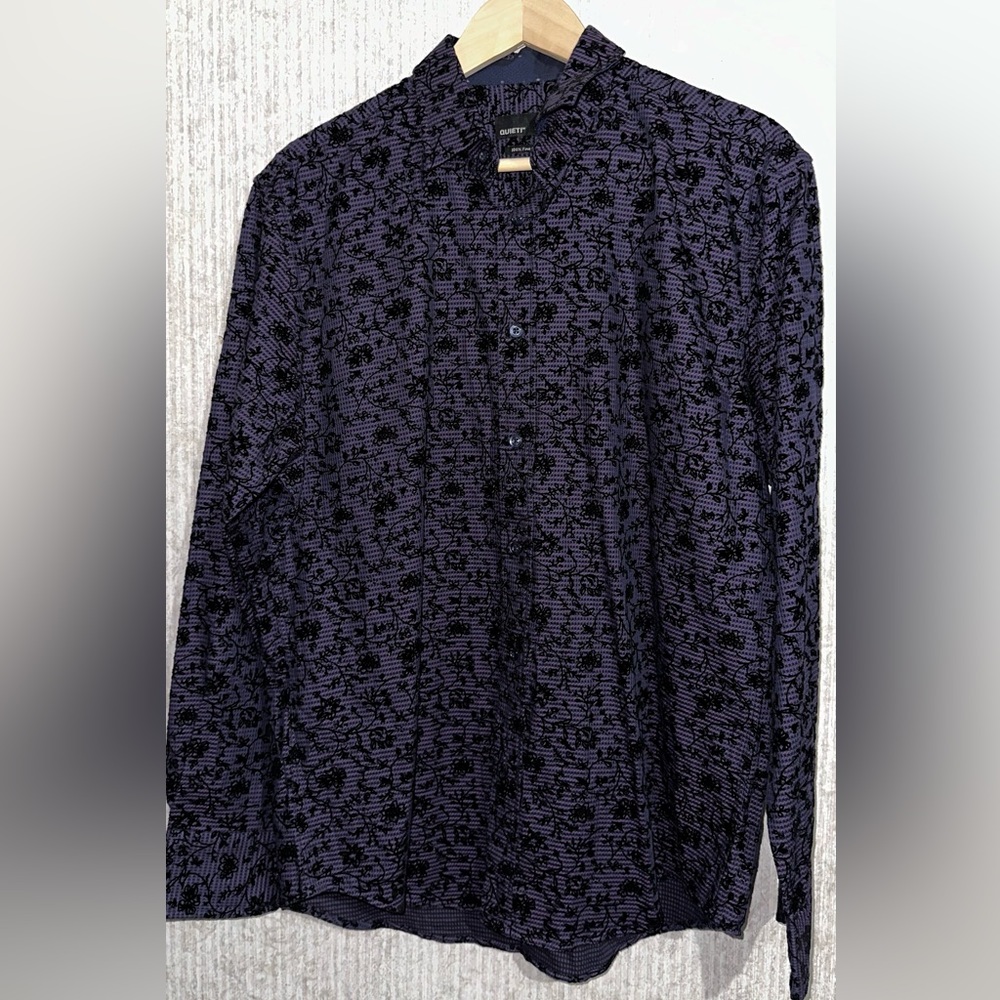 QUIETI Men’s Floral Print Long Sleeve Woven Shirt